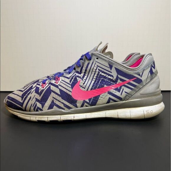 Womens NIKE Free 5.0 TR Fit 5 PRT Purple Graphic Running Shoes / Size 9.5 - Picture 4 of 10